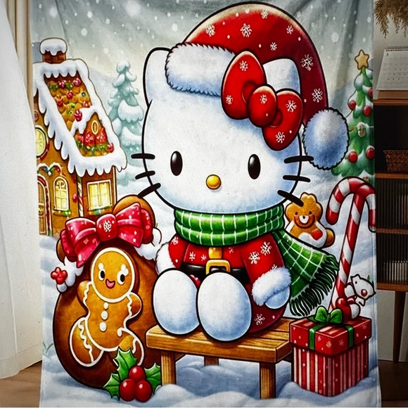 Hello Kitty cozy‎ Christmas throw blanket NWOT - Picture 1 of 4